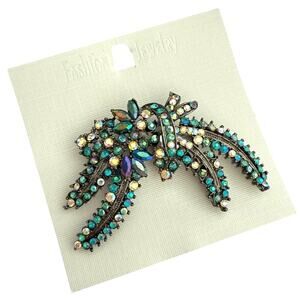 NWT Vintage Turquoise Aurora Borealis Brooch for Sweater / Scarf